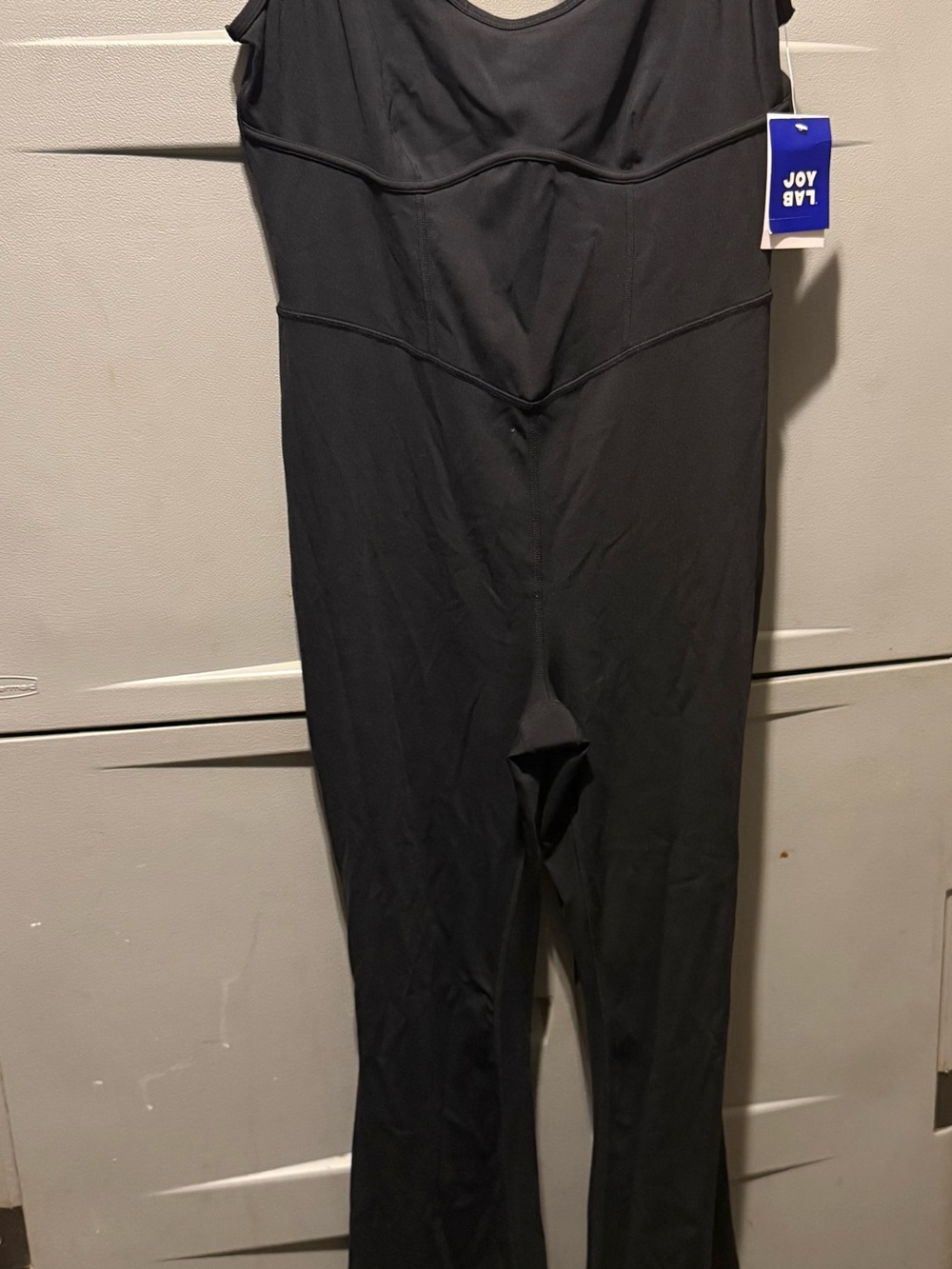 JoyLab Black Sleeveless Jumpsuit with Subtle Seam Detailing